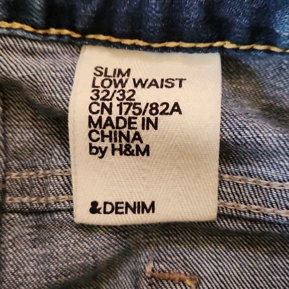 &Denim Slim low waist womens 32/32 blue denim jeans - Picture 4 of 7